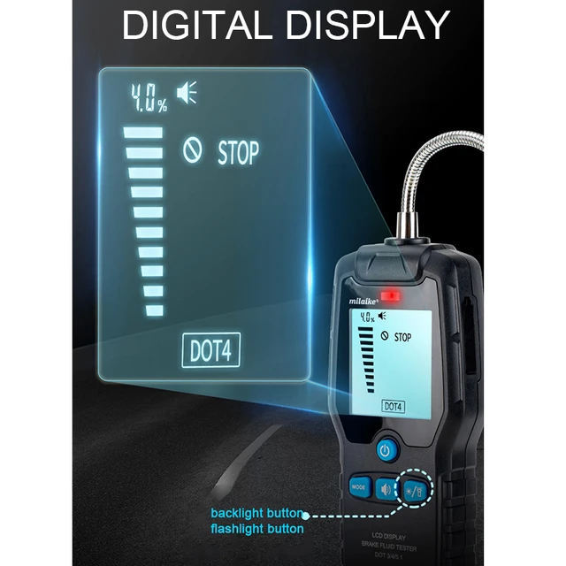 Testeur de liquide de frein automobile détecteur de liquide de frein  Inspection numérique de la qualité de l'huile indicateur LED affichage  outil de Diagnostic 