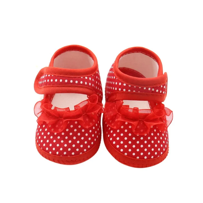 Newborn Baby Shoes Dot Mesh Knot Soft Sole Walking Shoes Infant Baby Non-slip Cloth Bottom Shoes 3