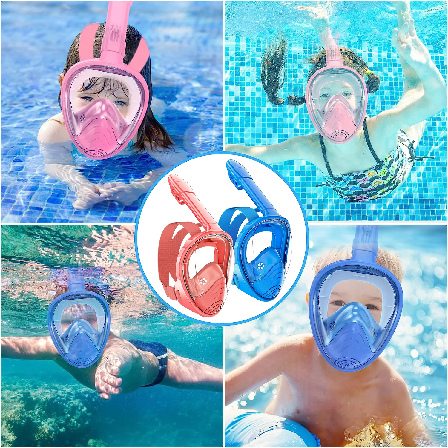 Kids 180° Panoramic Snorkel Mask with Camera Mount – Anti-Fog, Leak-Proof Design for Safe Underwater Adventures Beach Toys and Leisure Accessories Snorkeling gear