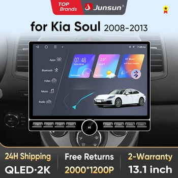 Radio para coche Junsun QLED inalámbrico de 13,1 pulgadas, CarPlay, Android, para Kia Soul 2008-2013, sistemas inteligentes para coche, DSP, SWC, RDS, GPS, FM, BT 1