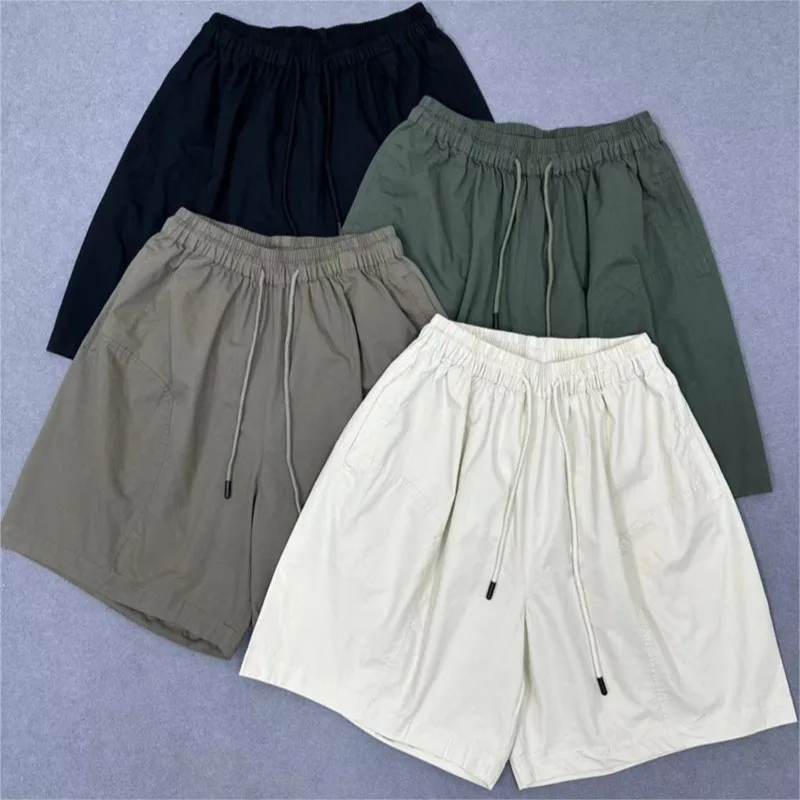 

Johnature 2024 Japanese High-waisted Drawstring Shorts Women Summer New Loose Casual Wide-legged Five-point Cotton Cargo Pants