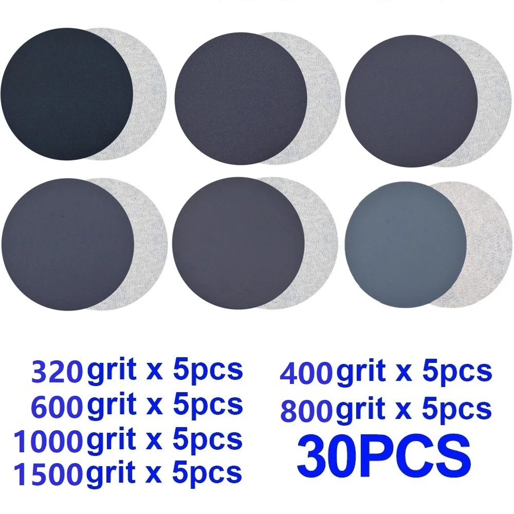 

30Pcs Hook&Loop 3inch Sanding Discs 75mm Wet/Dry Sandpaper 320-1500 Grit Tools Dremel Accessories Festool Chainsaw Dspiae Tools