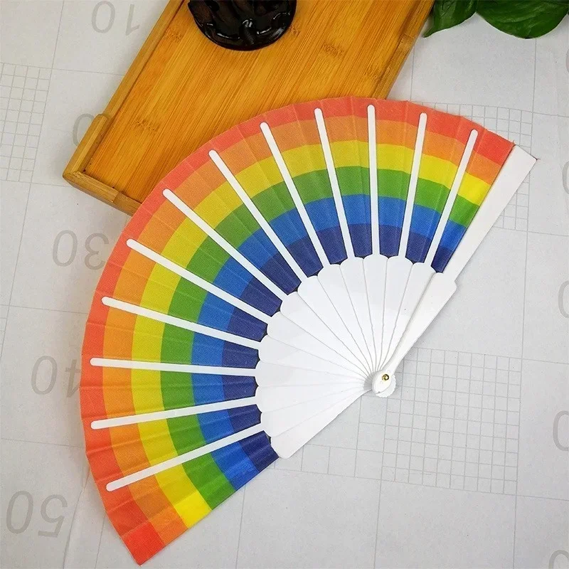 Plastic Hand Crank Fan Foldable Silk Fabric Pocket Hand Fan Party Favor Dance Fan Gifts Folding Fan Silk Fans Hand Fan