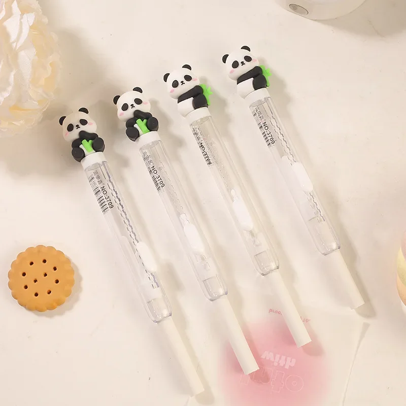 Cute Cartoon Panda Bamboo Eraser Stretchable Lipstick Pencil Eraser Kawaii Fun Girl Stationery Student Back To School Supplies