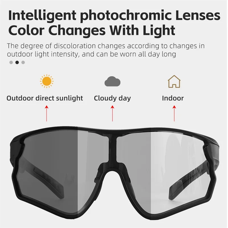 WEST BIKING Photochromic Cycling Glasses Men Women Sunglasses TR90 Frame MTB Road Bike Windproof Goggles Running Fishing Glasses