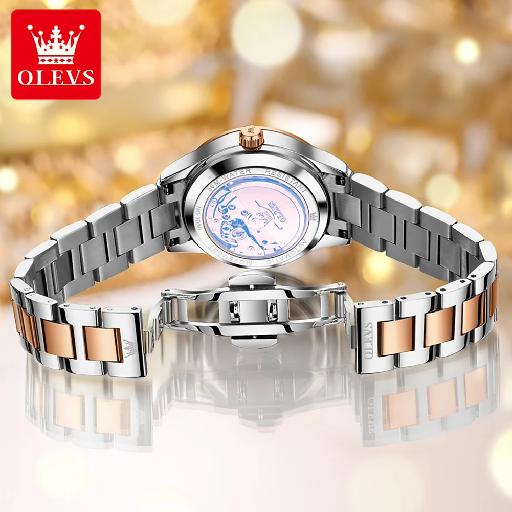 OLEVS Luxury Brand Fashion Original Women's Watches Elegant Date Automatic Mechanical Watch Waterproof Versatile Lady Wristwatch 2