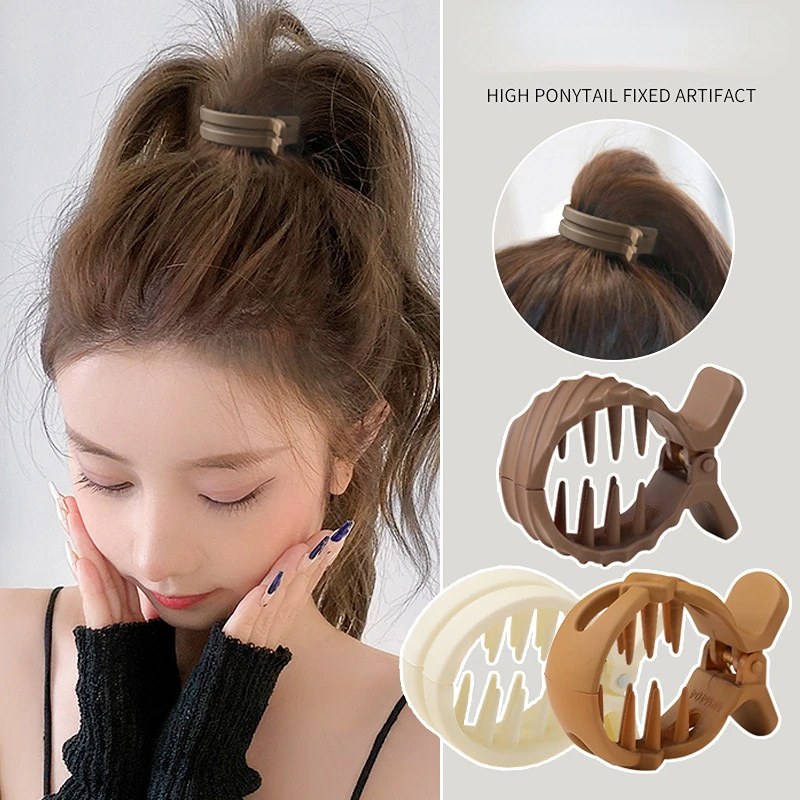 Round Hair Clip Grab High Ponytail Fixed Artifact Claw Hairpin Women