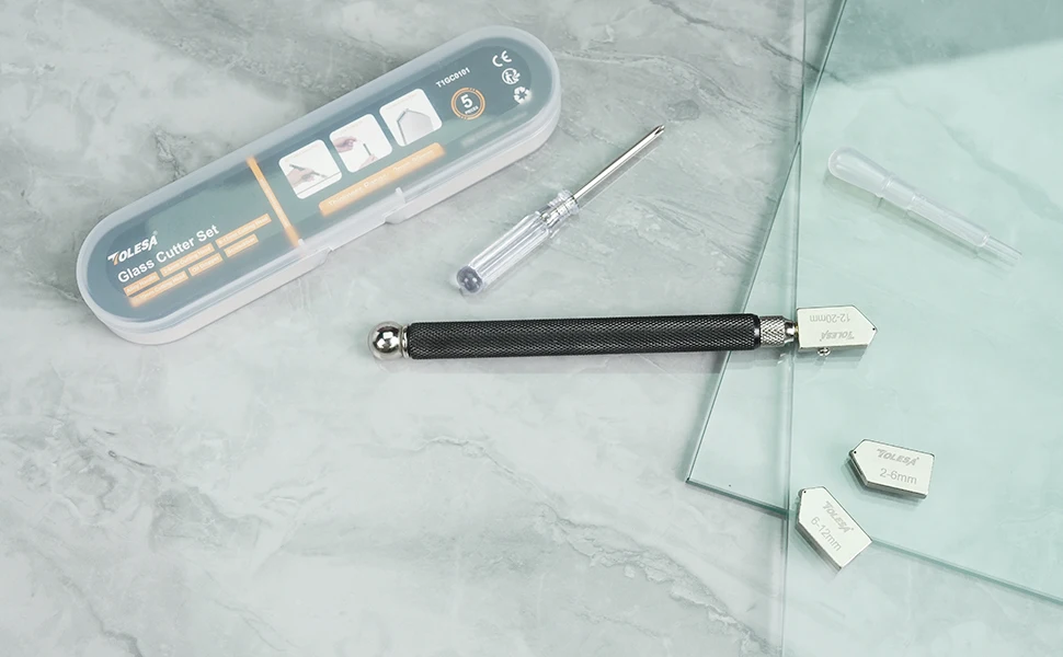 TOLESA Glasschneider, 2–20 mm Kits, Glasschneidewerkzeug mit automatischem Ölzufuhr und Box, Glasschneider für Spiegel, Fliesen, Mosaik – Detail 7