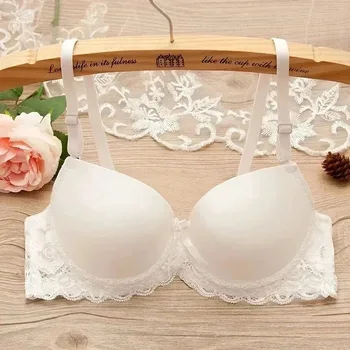 Sexy Push Up Bras Women Solid Wireless Lace Trim Lingerie Gather Seamless Underwear Convertible Straps Soutien Gorges