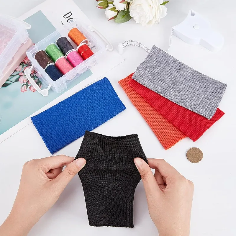 10Pcs Knit Cuff Sleeve Ribbing Cuff Material 5.9x3.3inch Tubular Rib Cuffing Replacement for Waistband Leg Arms Wear Cotton