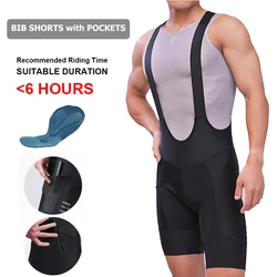 INBIKE Men's Professional Cycling Bib Shorts - Advanced MTB & Road Bike Performance Apparel - M - EU (Black with pockets)
