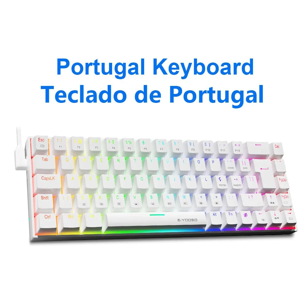 E-YOOSO Z686 RGB Mechanical Gaming Keyboard, 60% Mini Slim Design, Red Switches, 68-Key Layout