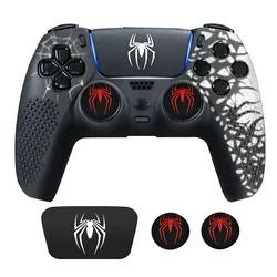 Spider Theme Soft Silicone Protective Case with Thumb Stick Grip Caps (Green)