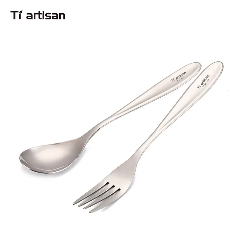Cutlery Tableware Set Titanium Fork Spoon For Camping Backpacking