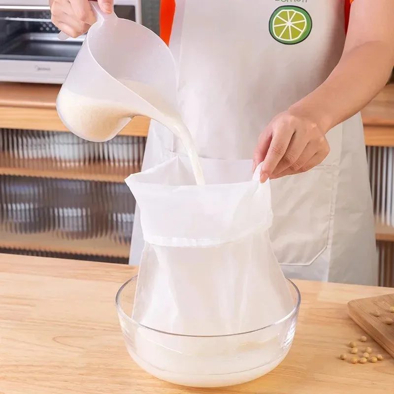 1/3/5Pcs Reusable Nut Milk Bags Strainers Unbleached Nylon Cheesecloth Bag Food Cheese Yogurt Filter Kitchen Fine Mesh Strainer