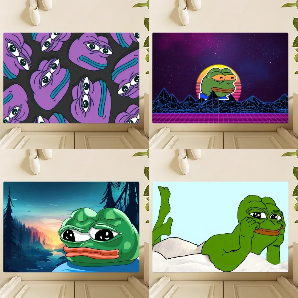 Alfombrilla de dibujos animados P-Pepe The Frog para dormitorio, cocina, puerta de baño, casa, pie súper absorbente, antideslizante