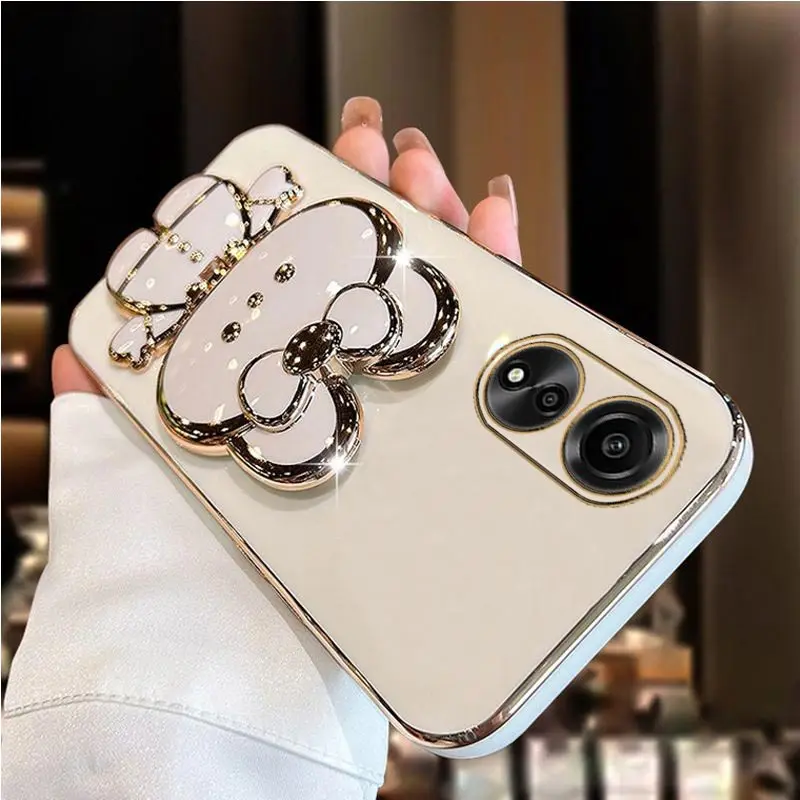 Elegant Diamond Strap Mirror Rabbit Holder Phone Case with Stand Cover