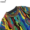 Heavy Industry Striped Knitted Sweater Ethnic Style Fashion Colorful Splicing Sweater Mens Pullover Sweater 6
