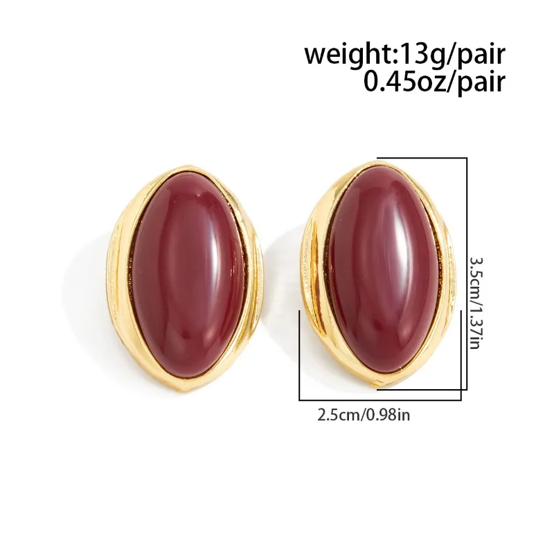 Creative Resin Acrylic Stud Earrings for Women 2026 Oval Earring Trendy Geometric Ring Exaggeration New Year Party Jewelry Gift