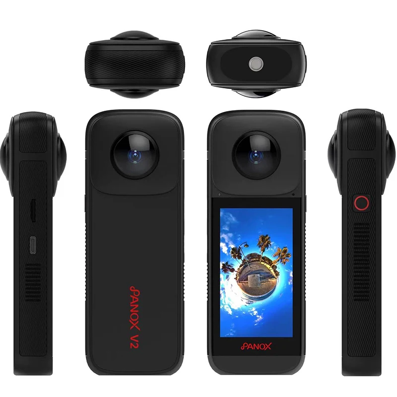 액션 카메라 360 Panox V2 360 카메라, 멋진 비디오 포함, 오토바이 360 도 스포츠 카메라
