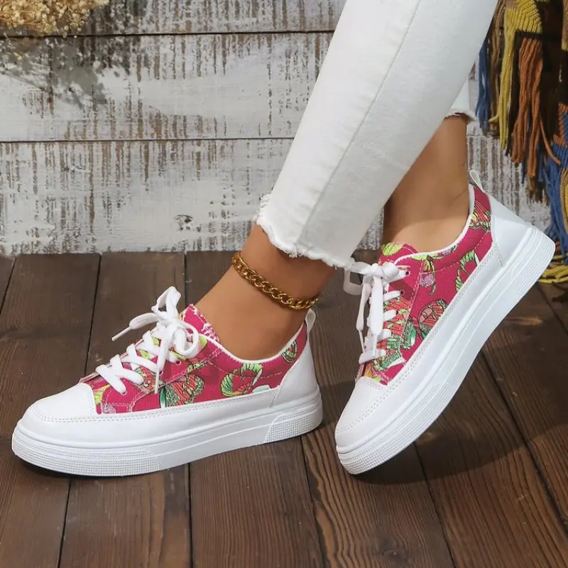 

Women Platform Sneakers 2024 New Ladies Fashion Round Toe Lace Up Casual Flats Outdoor Running Shoes Comfortable Female Footwear