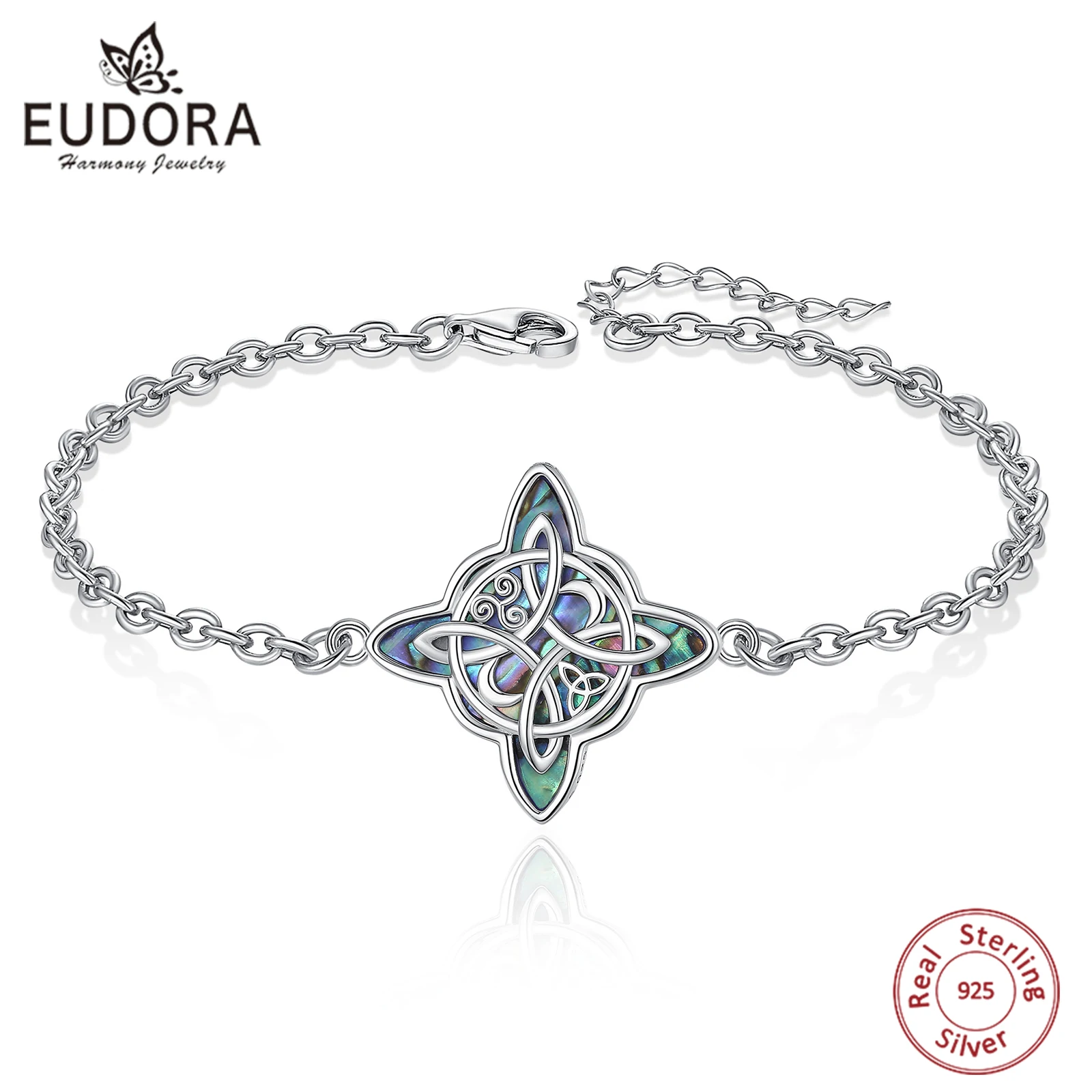 Collana Con Nodo Celtico Trinity In Argento 925 – Gioiello Irlandese Con Abalone, Unisex