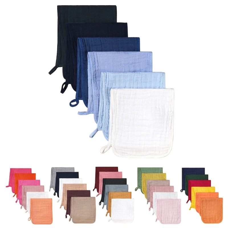 

6PCS Drooling Bib Burp Cloths for Baby Gender Neutral Infant Pillow Cover Solid Color Burping Towel Newborns Shower Gift