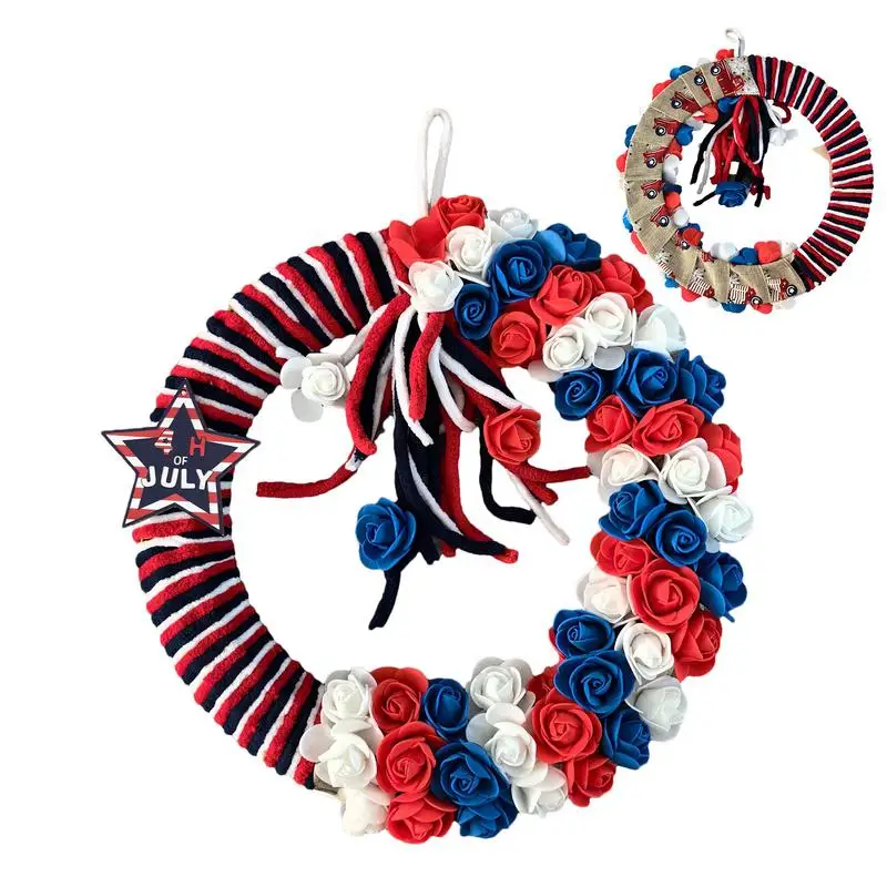 

4th Of July Wreath Independence Day Decoration Wreath 4Th Of July Memorial Day Wreaths Decor Front Door Decor For Memorial Day