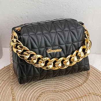 Borsa a tracolla monospalla da donna borsa a rombo borsa a tracolla ricamata a catena moda donna borsa quadrata piccola Lingge tenuta in mano