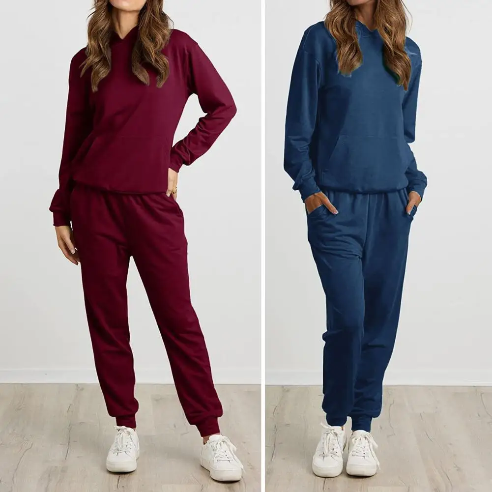 

1 Set Women Tops Pants Set Stylish Tracksuit Set Soft Comfortable Loose Two Piece Set for Daily Wear