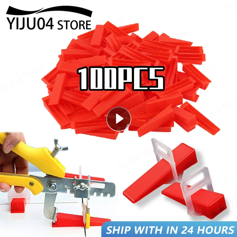 100Pcs/Pack Reusable Tile Leveling System Spacers Positioning Clips Wedge For Wall Floor Ceramic Gap Fixing Construction Tools