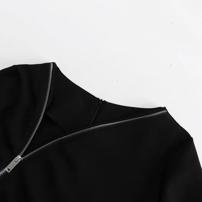 Vestido negro con cremallera y aberturas laterales para mujer, elegante y ajustado, estilo retro, para fiesta y noche.