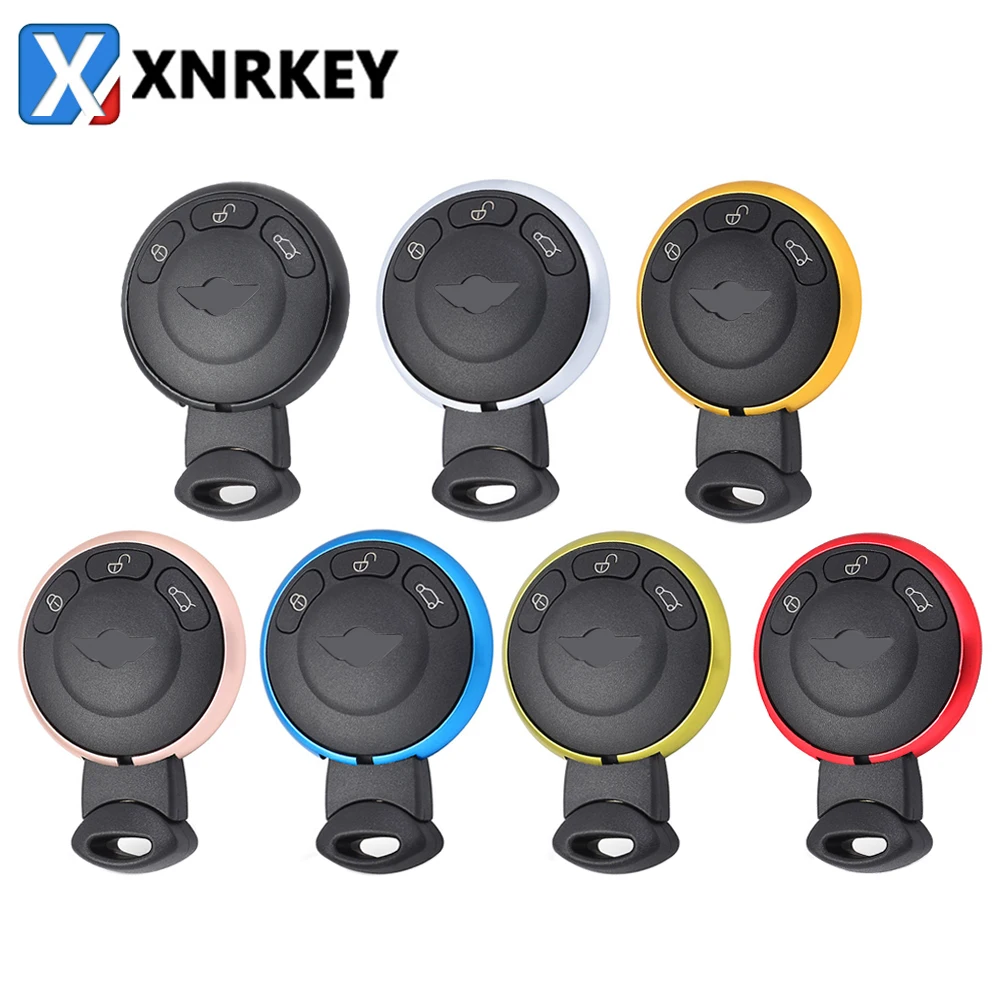 XNRKEY 3 버튼 다채로운 금속 반지 스마트 원격 자동차 키 쉘 BMW 미니 쿠퍼 Cabrio R56 R57 R58 R60 R61 자동차 키 케이스 커버