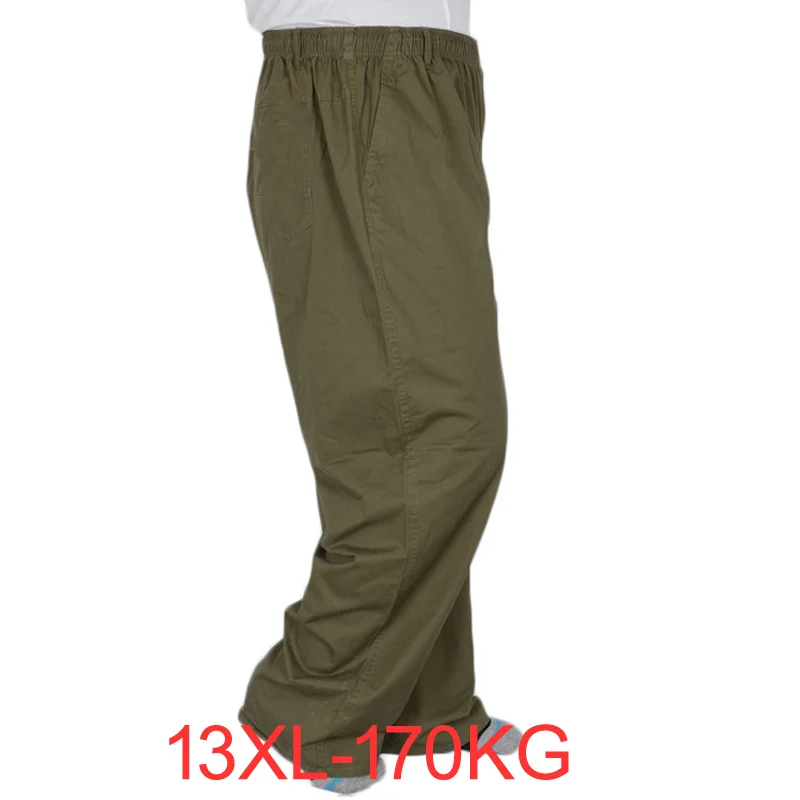Plus size 8XL 11XL 13xl middle-aged men's summer thin elastic band high waist cotton casual trousers Dad oversize 9XL 8XL 7XL casual pants
