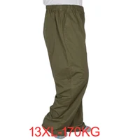 Plus size 8XL 11XL 13xl middle-aged men's summer thin elastic band high waist cotton casual trousers Dad oversize 9XL 8XL 7XL 1