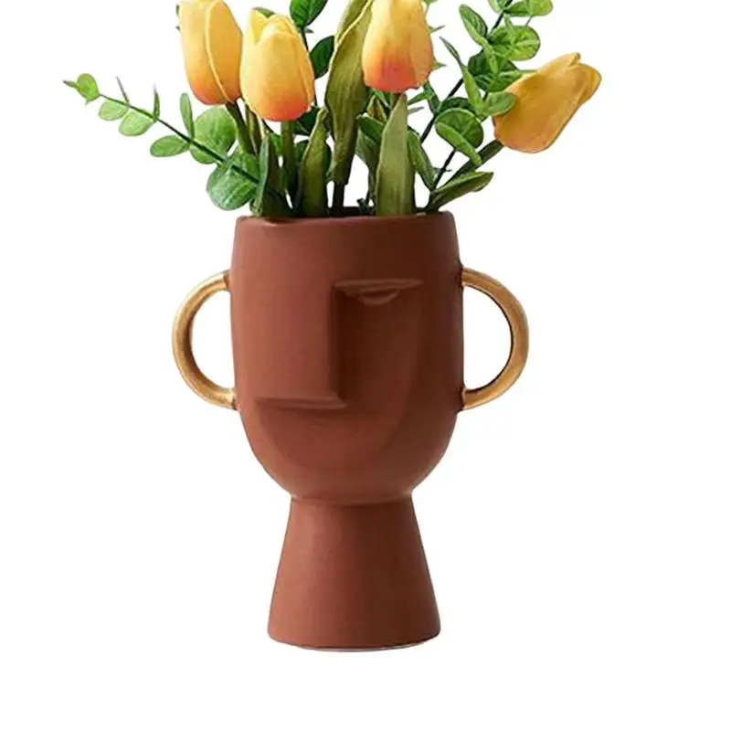 

Face Art Ceramic Vase Fashionable Ceramic Floral Vases Head Flower Vase Great Table Centerpieces Flower Vase For Offices Living