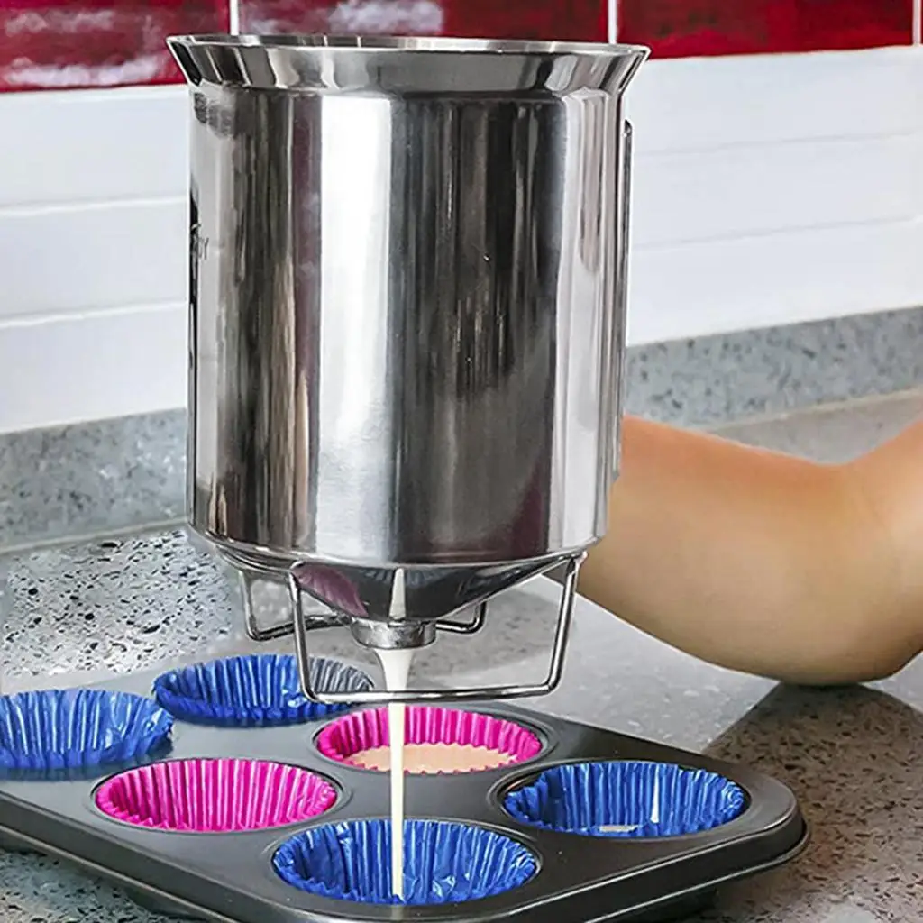 Stainless Steel Batter Dispenser Cake Pancake Batter Funnel Separator Funnel Handheld Dispenser Baking Tool