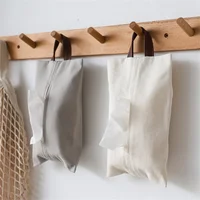 New Japanese Style Jute Tissue Box Hanging Napkin Paper Holder for Living Room Dining Table Car Mounted Tissue Bag Home Decor 2