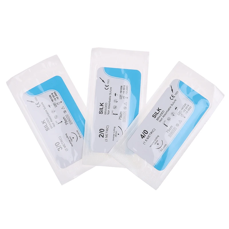 Dental Surgical Needle Silk Medical Thread Suture 12PCS 2/0 3/0 4/0 Surgical Practice Kit Teaching Demonstrations