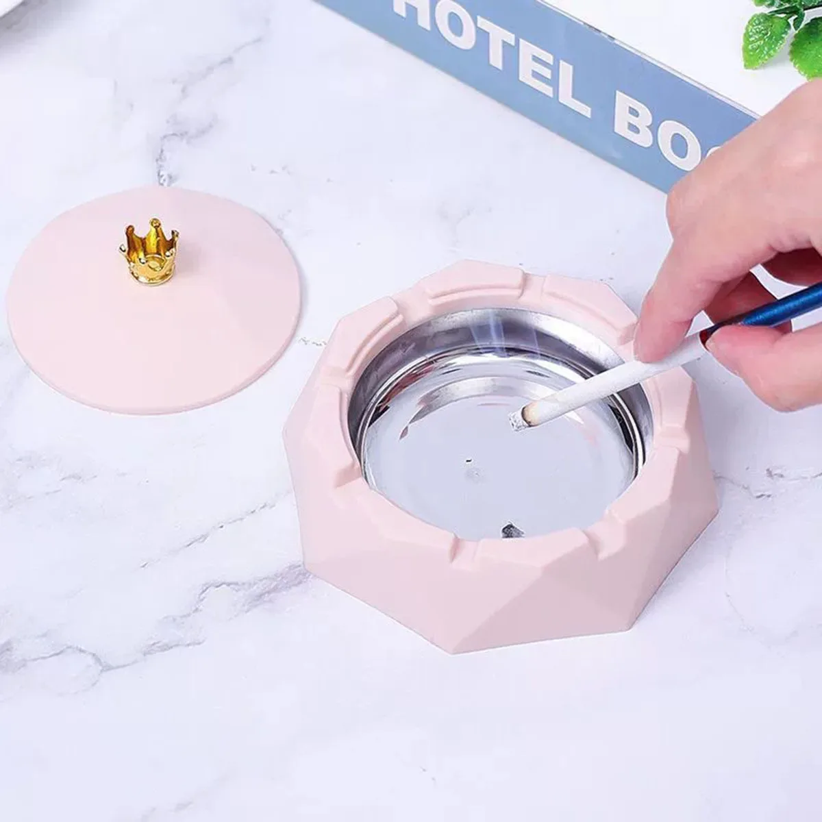 Classic and minimalist crown covered ashtray ornament homes and offices high aesthetic appeal