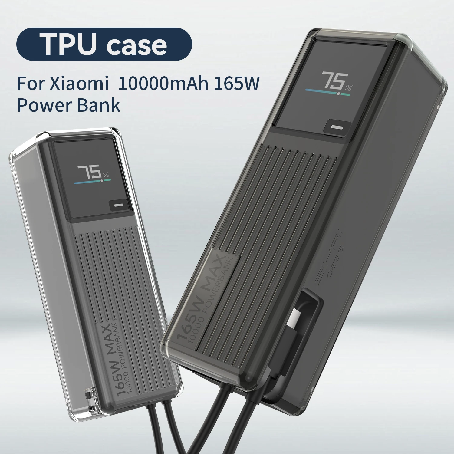 TPU case for Xiaomi 165W 10000mAh PB1165MI power bank with built-in USB C cable power bank case