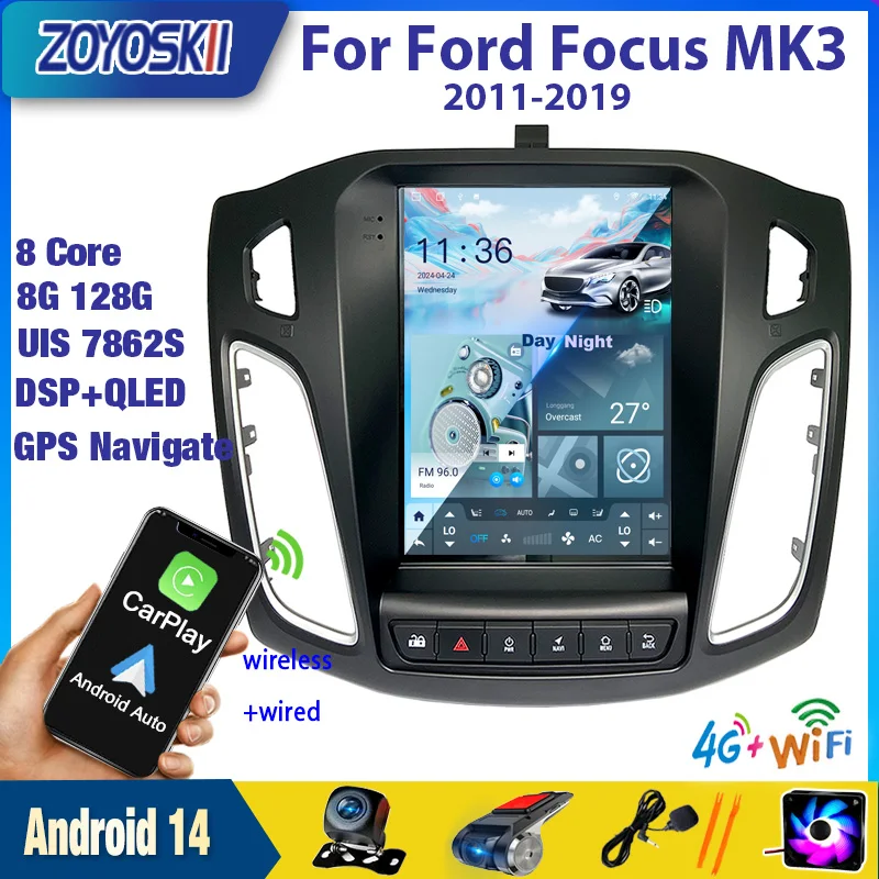 Autoradio Android 13 9" Pour Ford Focus 3 MK3 (2012-2018) - CarPlay, Android Auto, GPS, 2+32Go