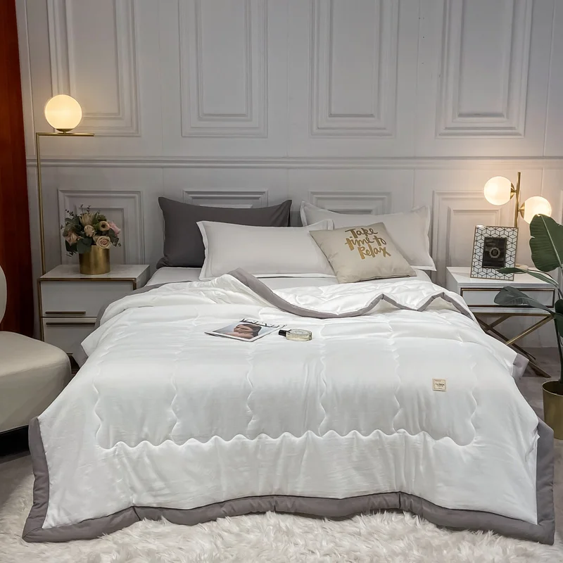Bonenjoy duvet solid color quilt summer bedspread for home edredon