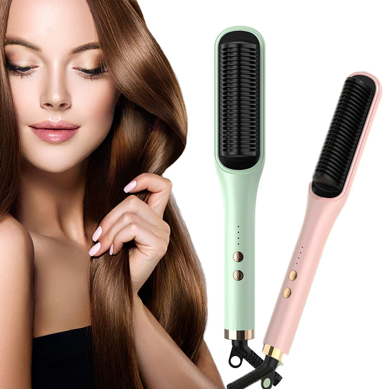 Straight hair comb negative ions  not hurt hair straightener straight hair and curly hair dual purpose splint electric hair comb kensen hair straightener brush negative ion usb rechargeable wireless fast heat straight curly hair styling comb for men women