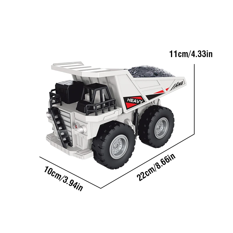 Rc Alloy Excavator 1/24 11Ch Engineering Truck 2.4G Remote-controlled Transport Dump Truck with Lights and Music for Boys Gift