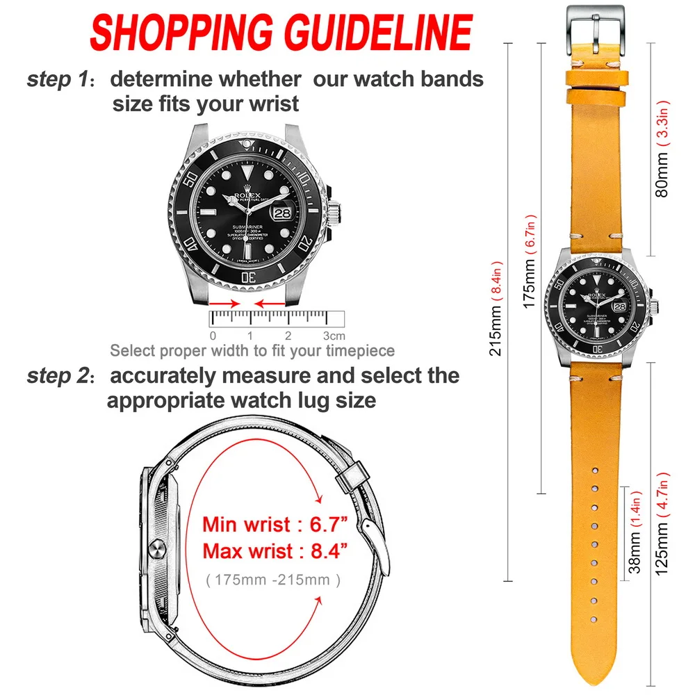 HEMSUT Italian Leather Handmade Watch Strap - Quick Release Vintage Replacement