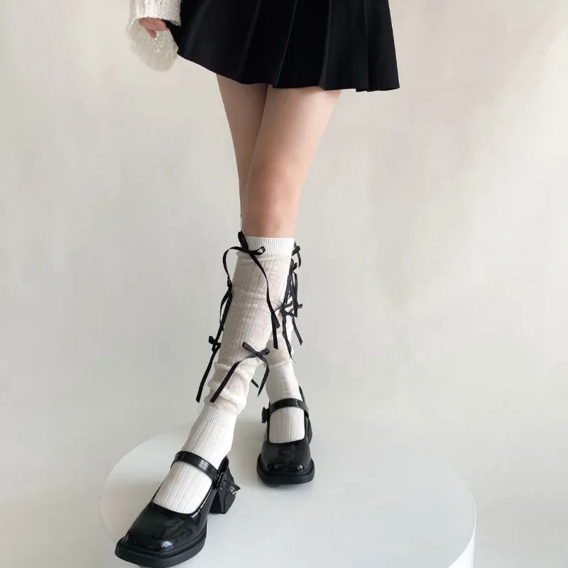 TARUXY 스플라이스 활 루즈 양말 여성용, 열 긴 양말, 뜨게 양말, Y2K JK 소녀, 따뜻한 다리 워머, 여성 패션