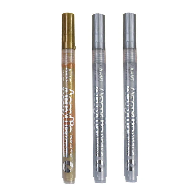 Acrylic Paint Pens Set - Black, White, Gold, Silver, Extra-Fine Tip