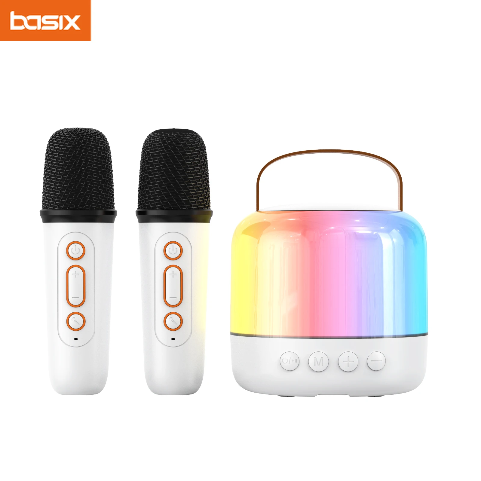 Basix Mini Karaoke Speaker With 2 Wireless Microphone for Kids mini BT speaker karaoke speaker with mic Best Gift Portable Led