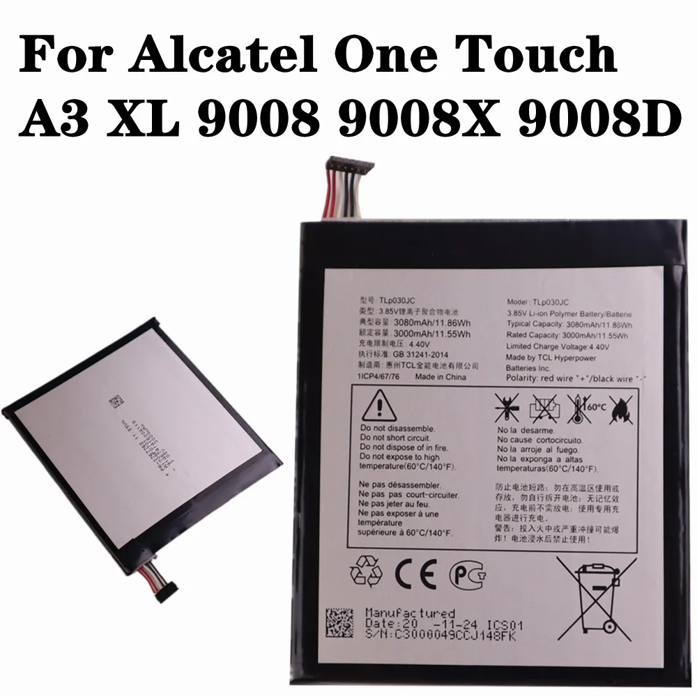 

3000mAh TLP030JC Battery For Alcatel One Touch A3 XL 9008 9008X 9008D Phone Replacement Battery